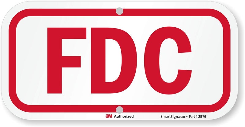 SmartSign 6" x 12" Fire Department Connection FDC Sign, 63 mil, 3M Laminated Engineer Grade Reflective Aluminum, Red and White - Image 1